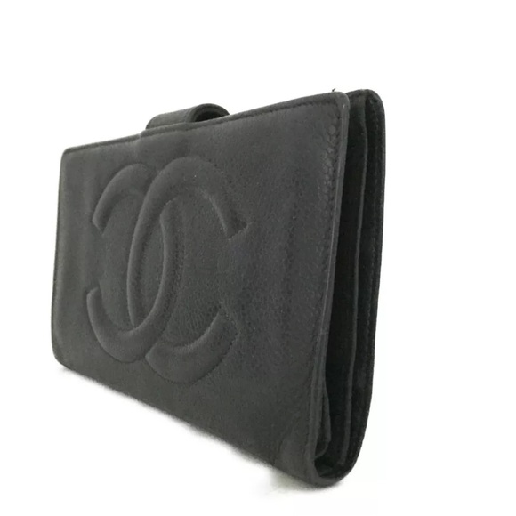 SOLD CHANEL CC Logo Caviar Skin Long Bifold Wallet/5AA0003 - Picture 3 of 13